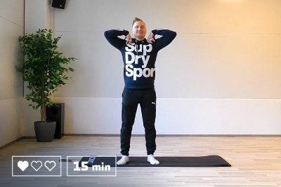Jumppa - Taukojumppa - Kehonpainotreeni - 25 minuuttia - Kotitreeni - Kotitreenaus - Treenaa kotona - Ryhmäliikuntatunti - Liikunta - Liikuntaa meille kaikille